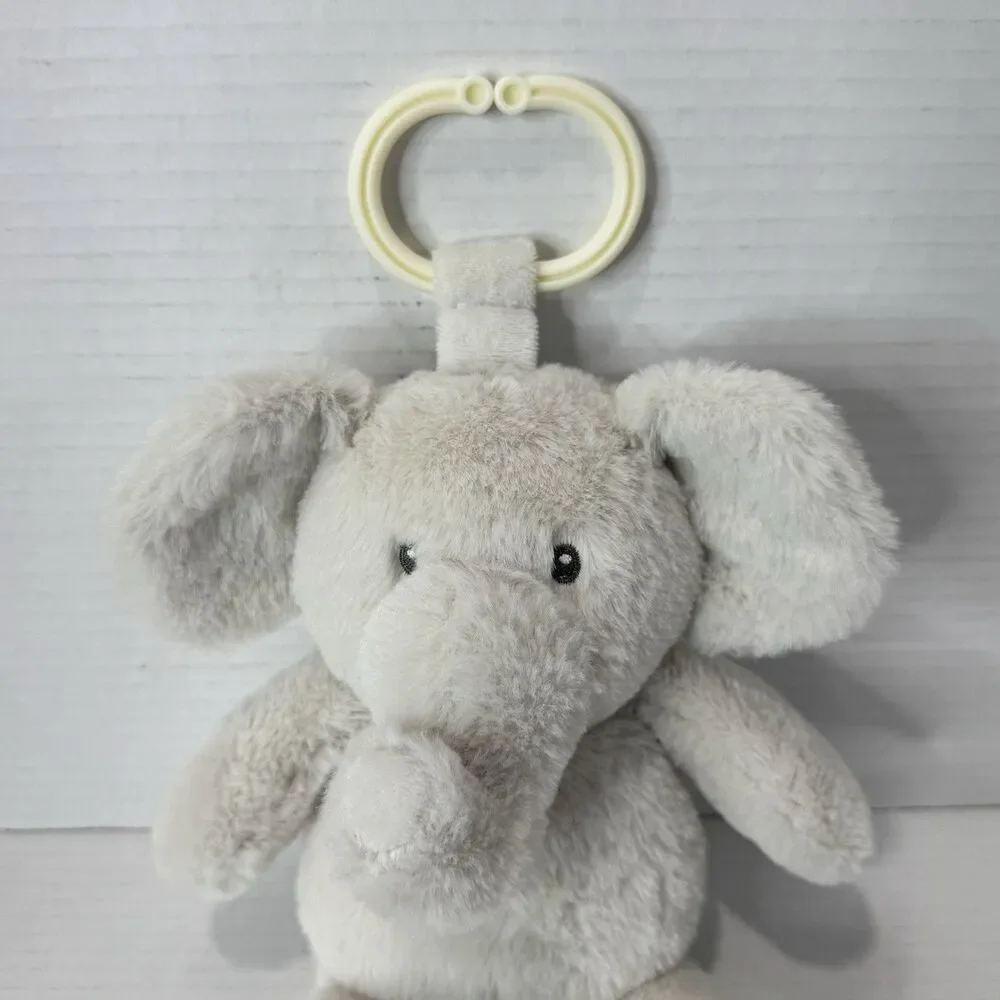 Kellytoy Kelly Baby Gray Elephant Rattle Plush Crinkle Ears Hanging Clip - Picture 3 of 8